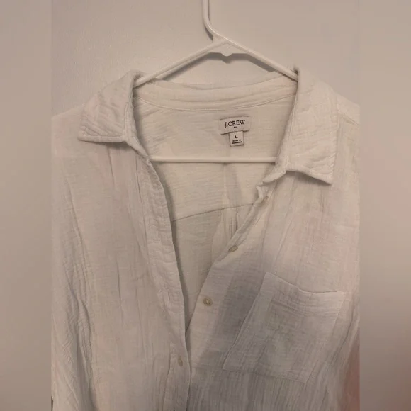 J.Crew 100% Cotton Gauze Airy Button Down Top; Beach Top; Classic Shirt; Large - Picture 9 of 10
